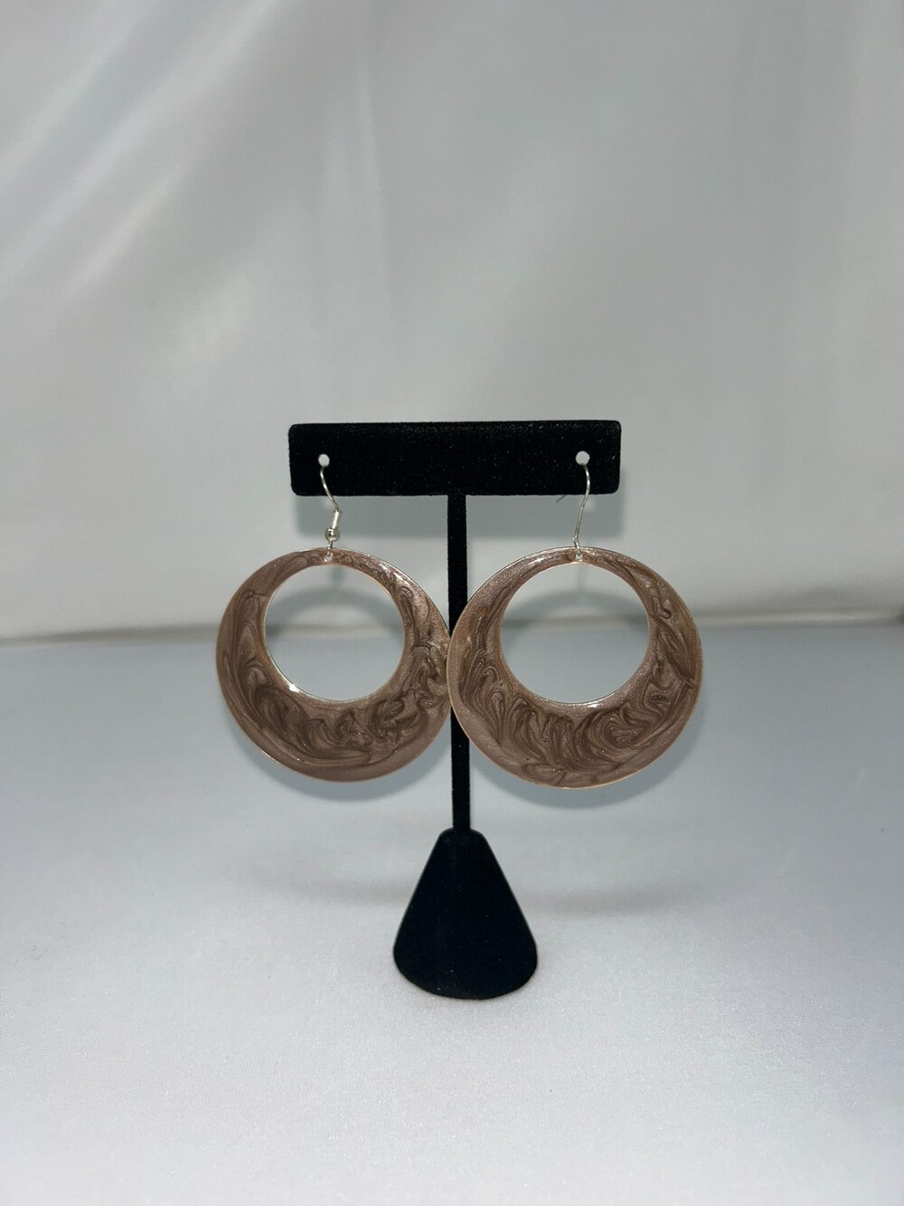 Vintage Estate Large Brown hoop dangle earrings